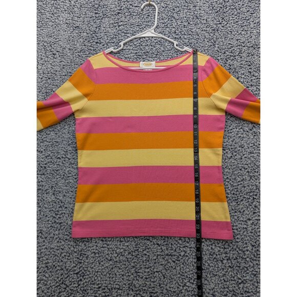 Y2K Talbots Colorblock Top Size M Striped Preppy Colorful 90s Beachy VTG Pink - Picture 8 of 10